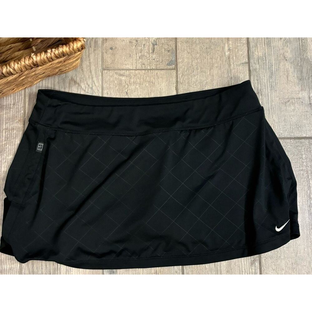 Nike Court Dri-FIT Tennis Skirt XL Black Shadow Grid Print Skort